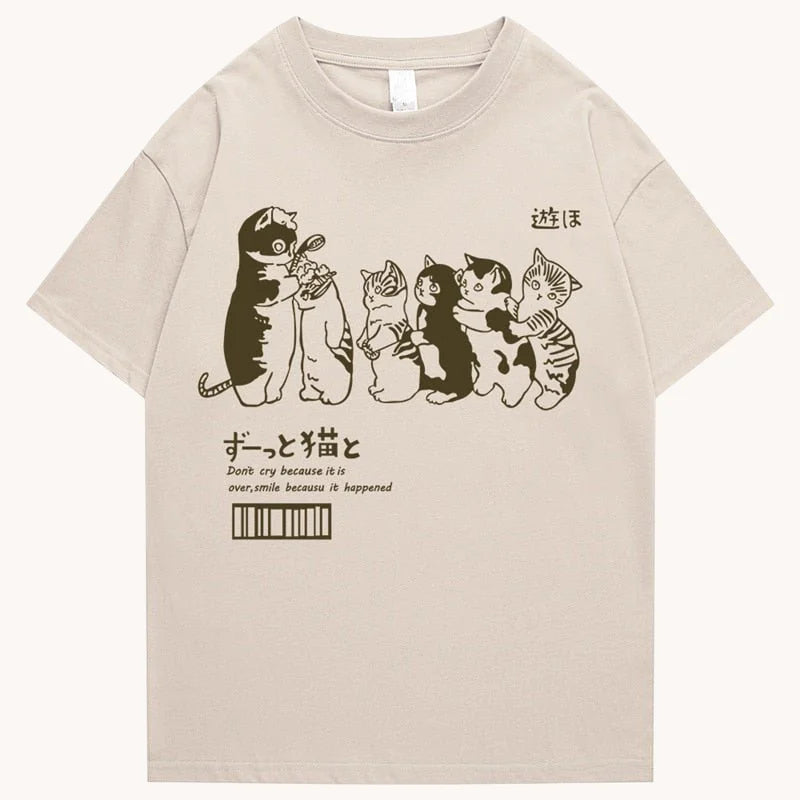 Japanese Cat Graphic T-Shirt