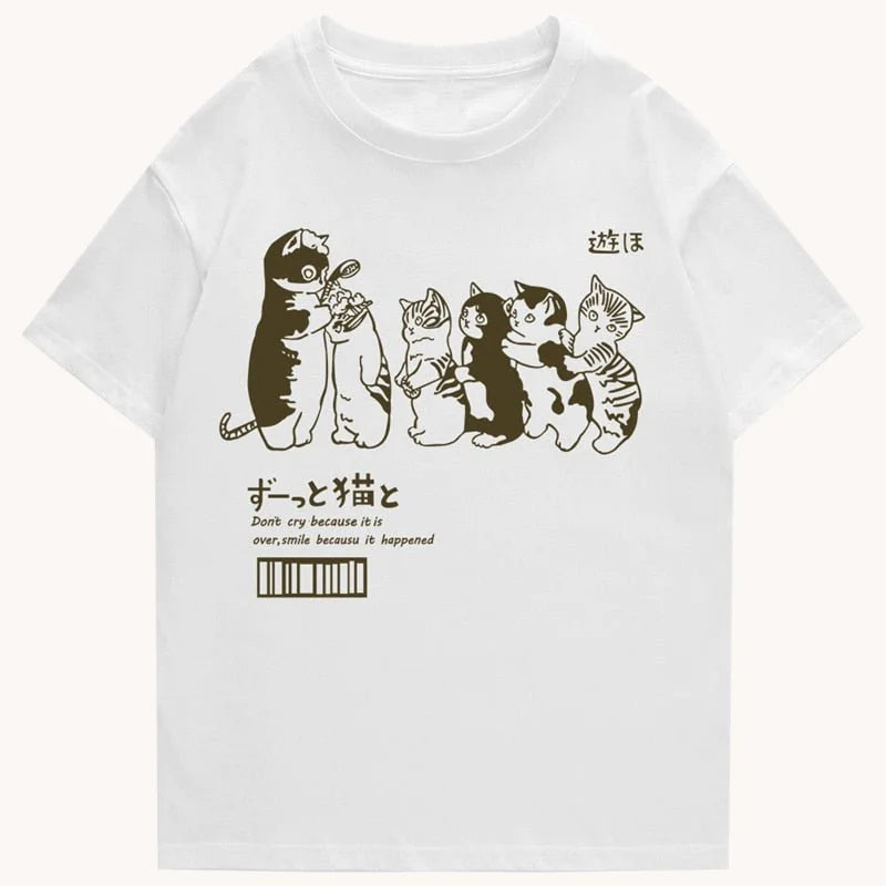 Japanese Cat Graphic T-Shirt