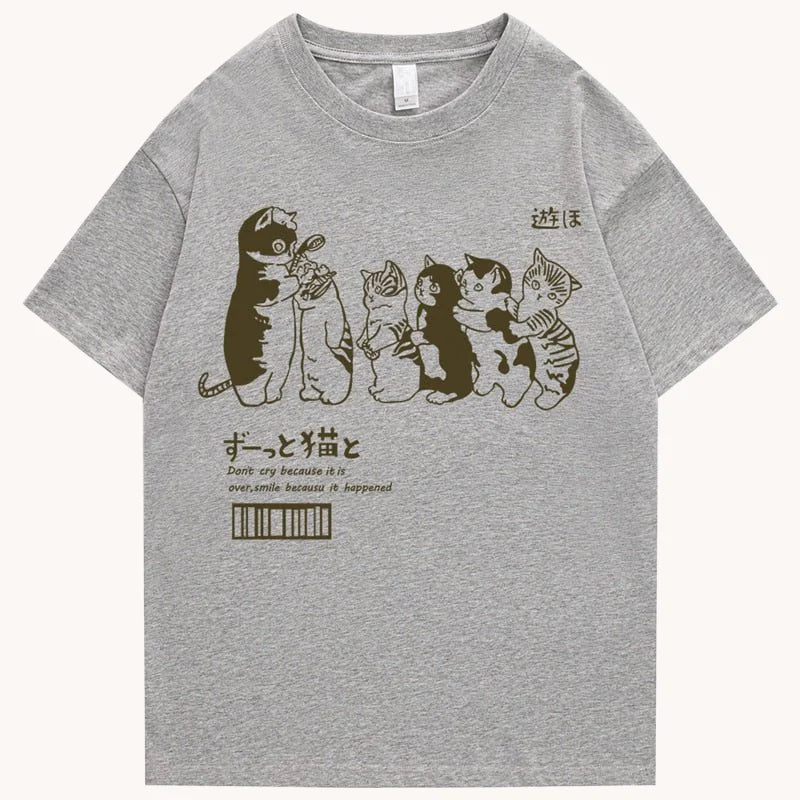 Japanese Cat Graphic T-Shirt