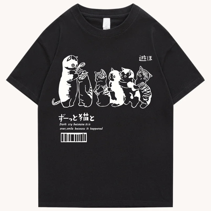 Japanese Cat Graphic T-Shirt