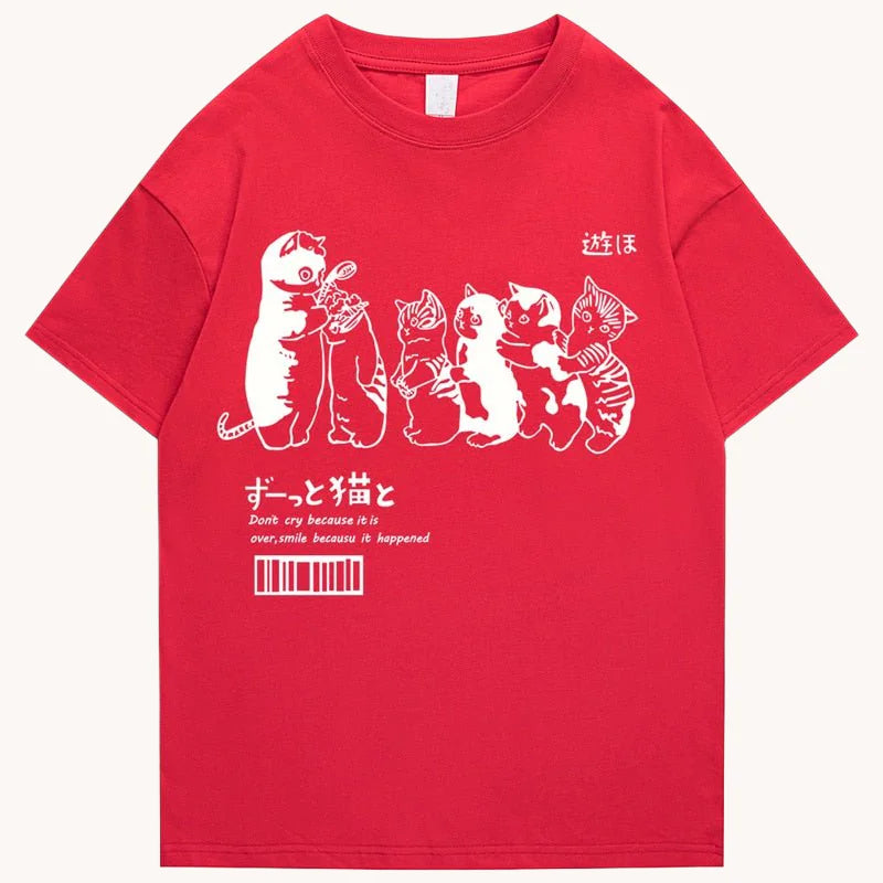 Japanese Cat Graphic T-Shirt