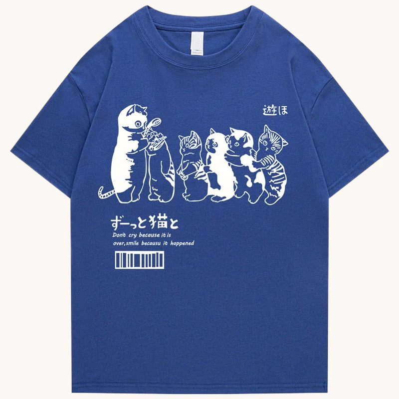 Japanese Cat Graphic T-Shirt