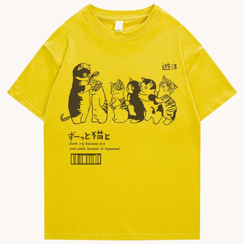 Japanese Cat Graphic T-Shirt