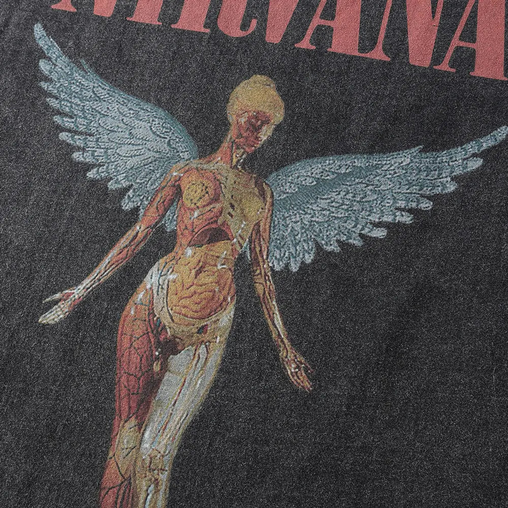 Vintage Nirvana Angel Print Grunge Oversized T-shirts Men