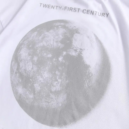 Streetwear T-Shirt Reflective Moon Graphic Tee